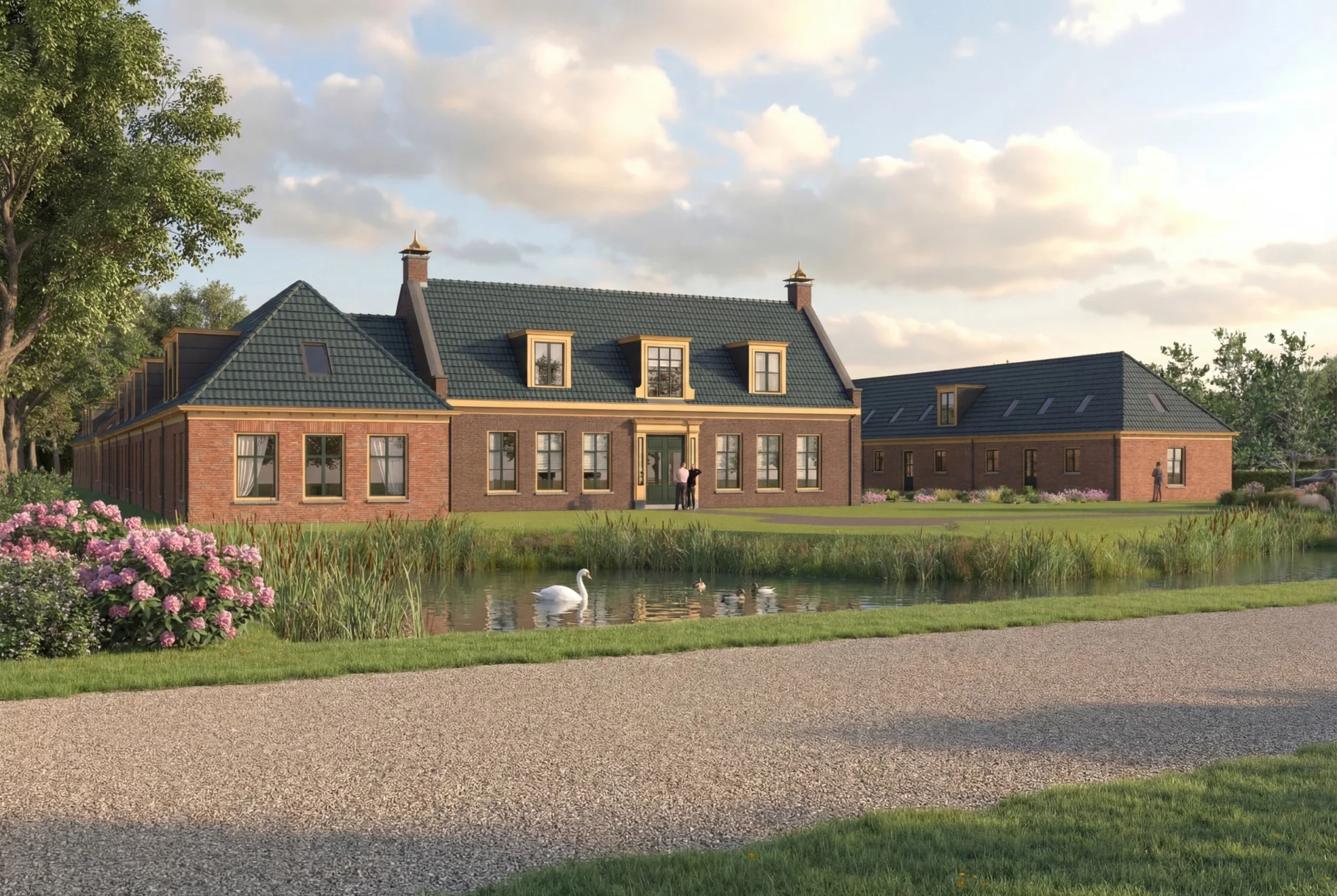 Artist impression van het exterieur van De Woudhof
